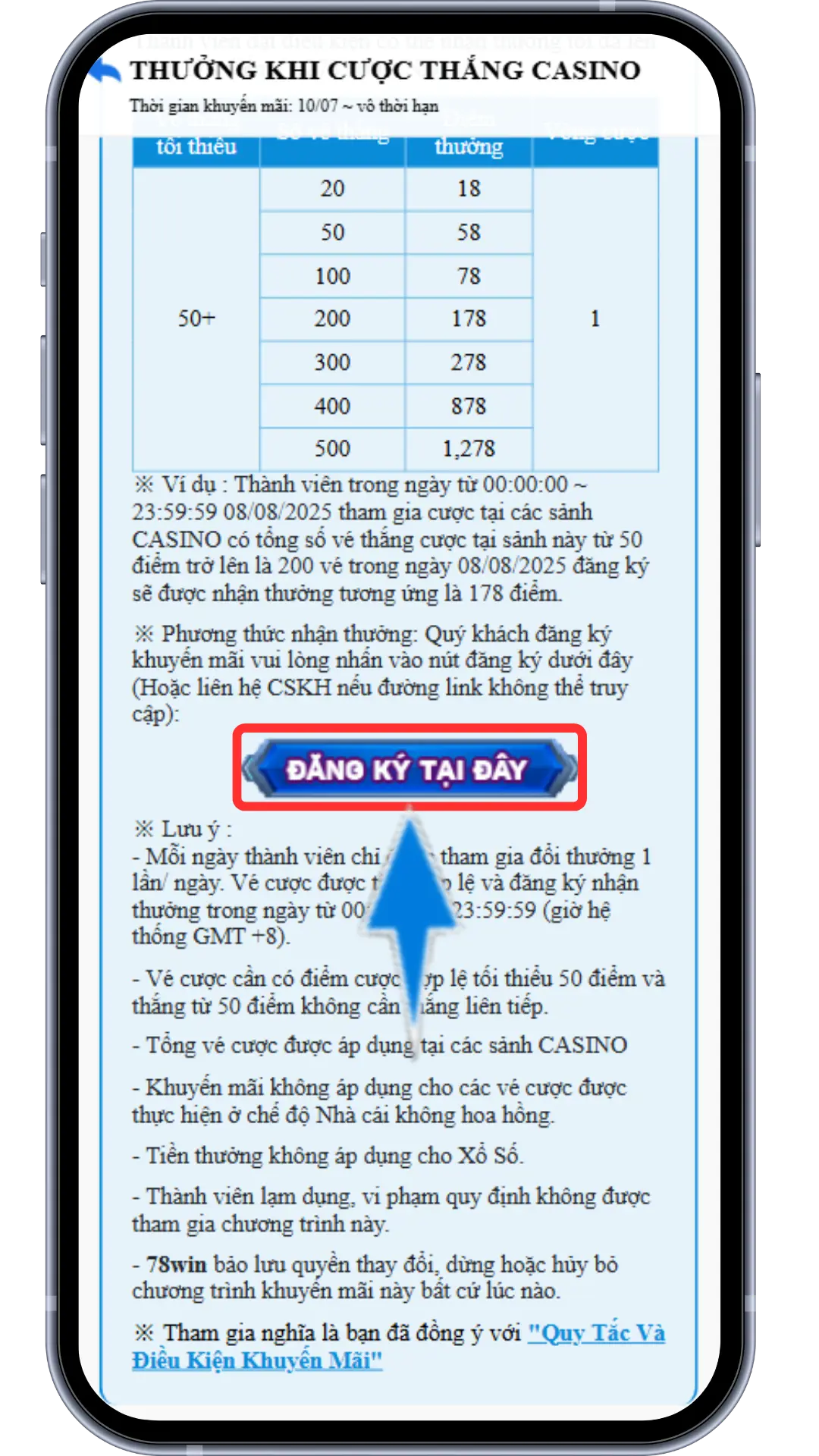 Bước 3 : Bấm vào Đăng Ký Nhận Ngay